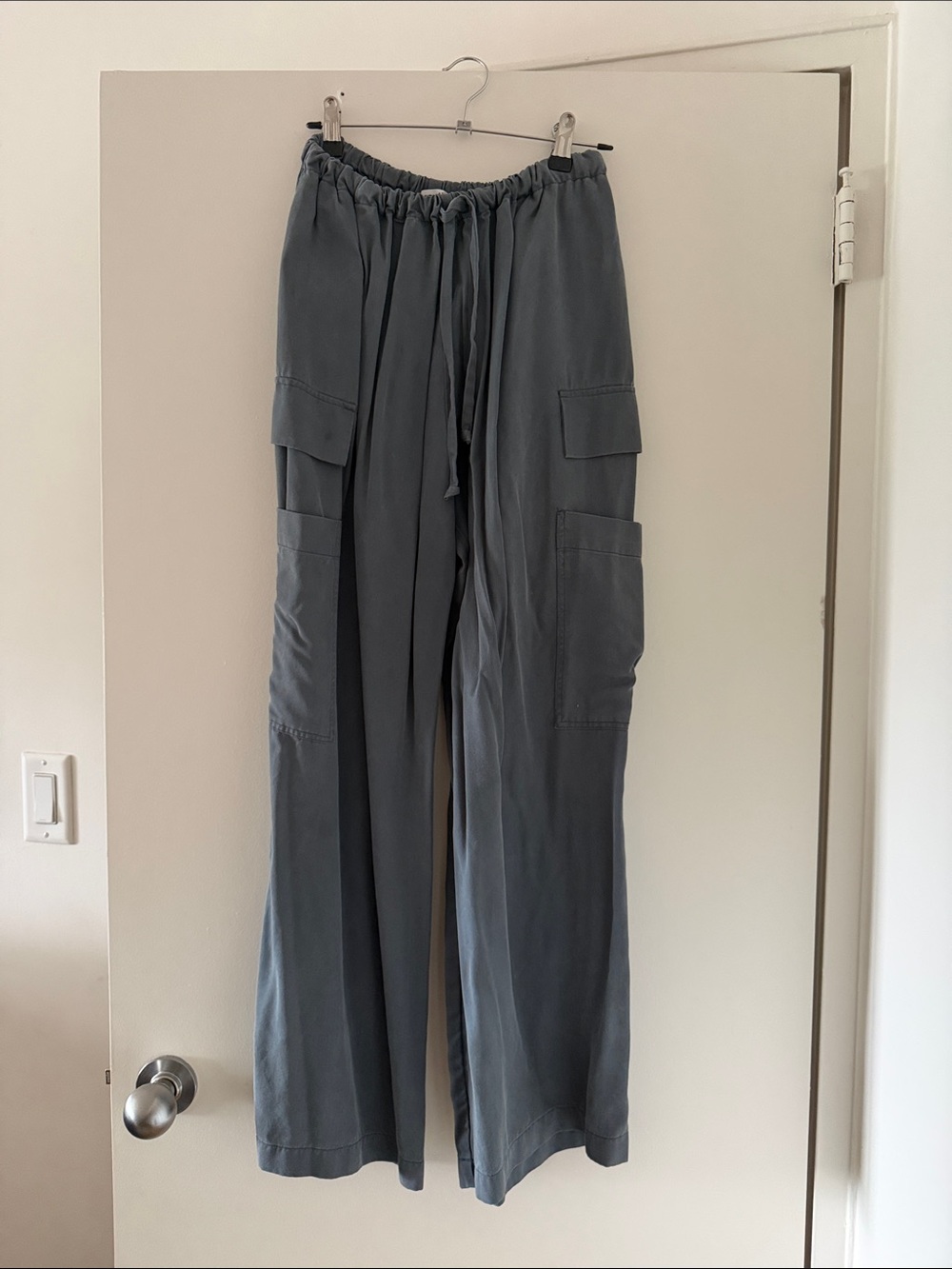Reformation Wide-Leg Cargo Pants in Slate Blue